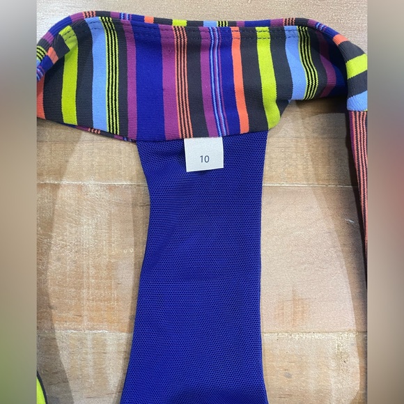 LULULEMON Scoop Neck Tank Racerback Luon Coolmax Blue Striped Neck - Picture 3 of 8